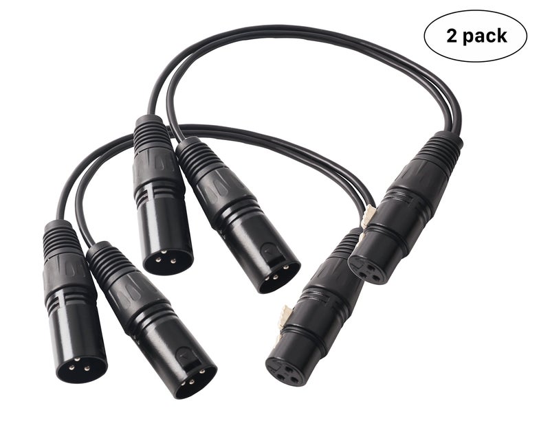 Devinal XLR Splitter - 3 PIN Female to Dual Male Balanced Patch Y Cable - 1 Ft 2 Pack - Image 3
